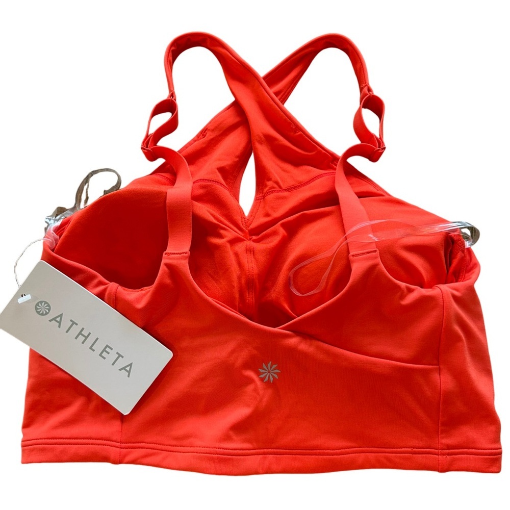 Athleta D/DD Crossback Bikini Top Coral Red NWT Size Small Support Swim - Picture 2 of 8